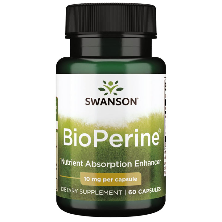 Swanson Bioperine bottle pour enables easy daily capsule use for nutrient support.