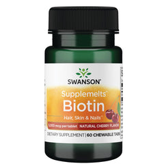 Swanson Biotin 5000 mcg chewables bottle for hair and nail support