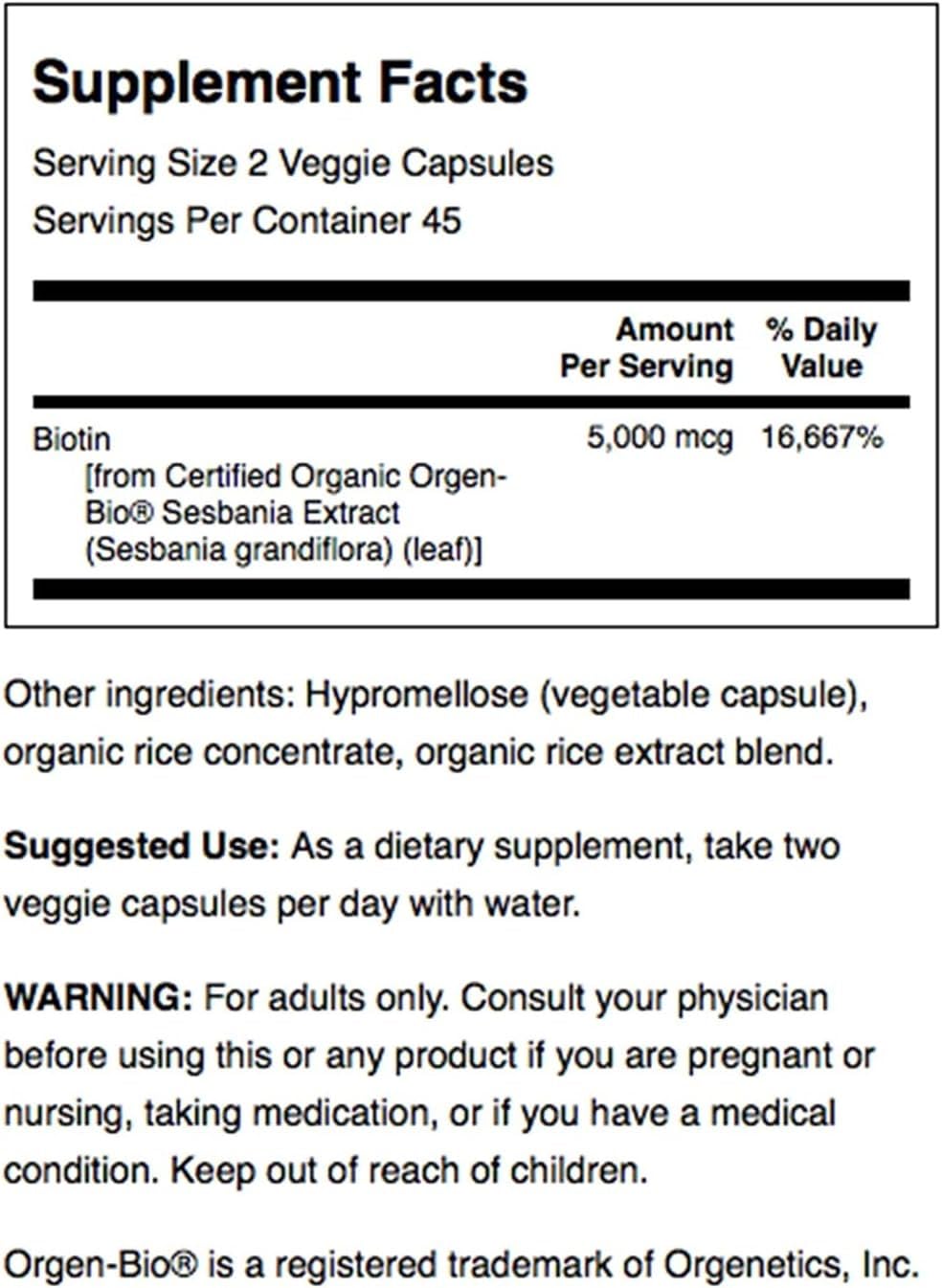 Swanson Biotin capsules image highlighting easy to swallow vegan capsules for energy-friendly metabolism and hair health