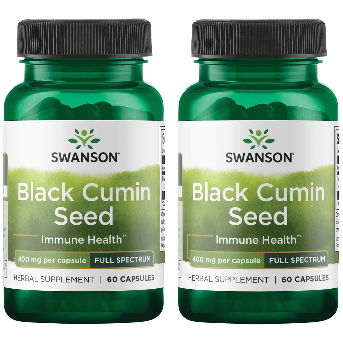Swanson Black Cumin Seed 400 mg capsules for immune-support potential.
