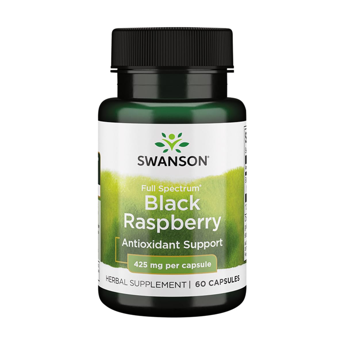 Swanson Black Raspberry capsules front view for daily wellness support.