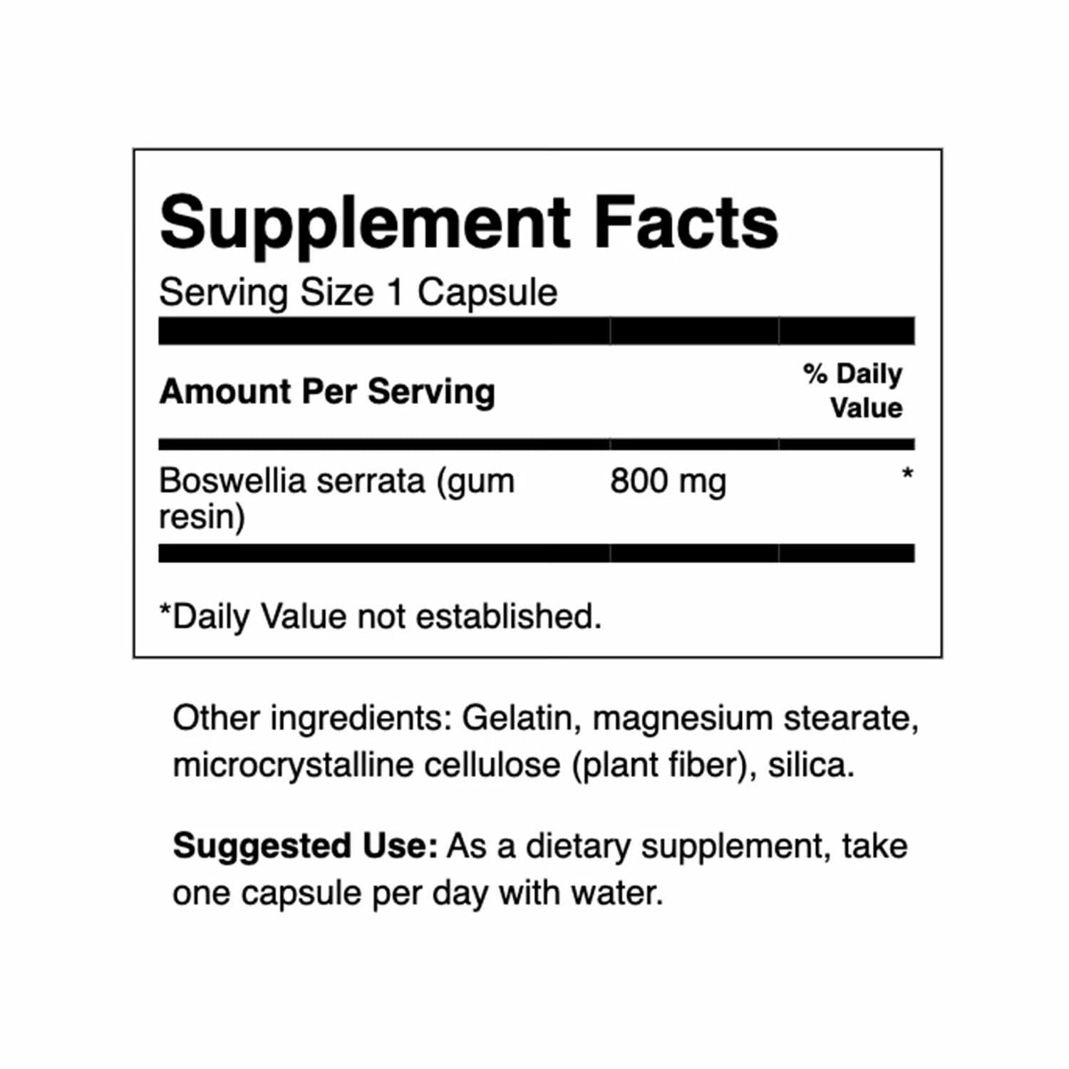 Close-up of Swanson Boswellia Serrata capsules for daily support