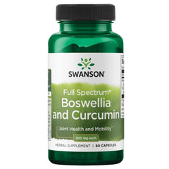 Swanson Boswellia Curcumin 60caps bottle shows a supplement for joint support