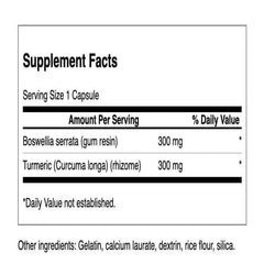 Swanson Boswellia Curcumin label closeup highlights safe, effective daily wellness ingredients