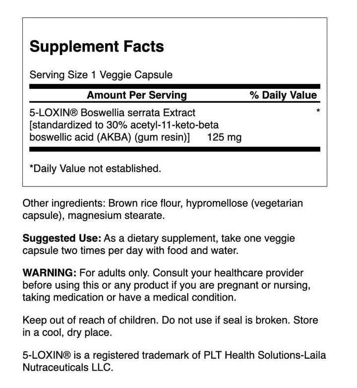 Swanson Boswellia label detail highlighting product name and capsule form for easy identification.