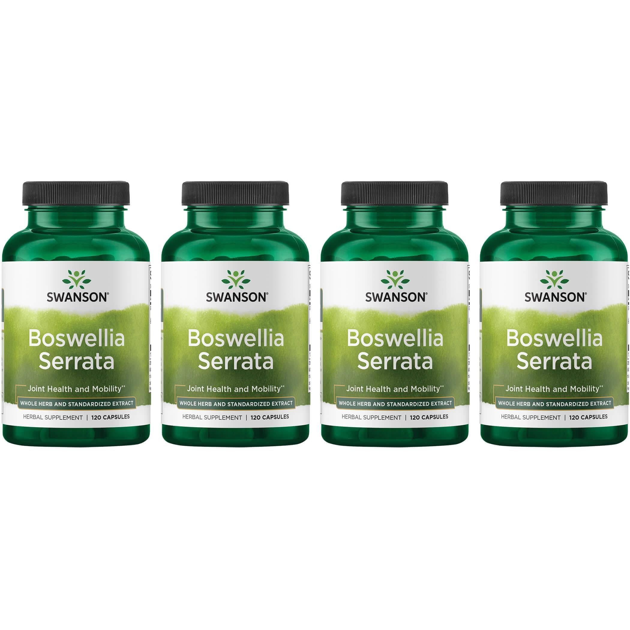 Swanson Boswellia Serrata bottle label closeup showing standardized extract for joint support