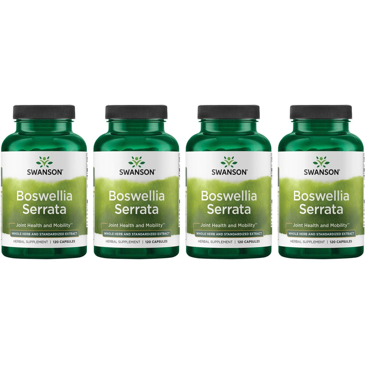 Swanson Boswellia Serrata bottle label closeup showing standardized extract for joint support