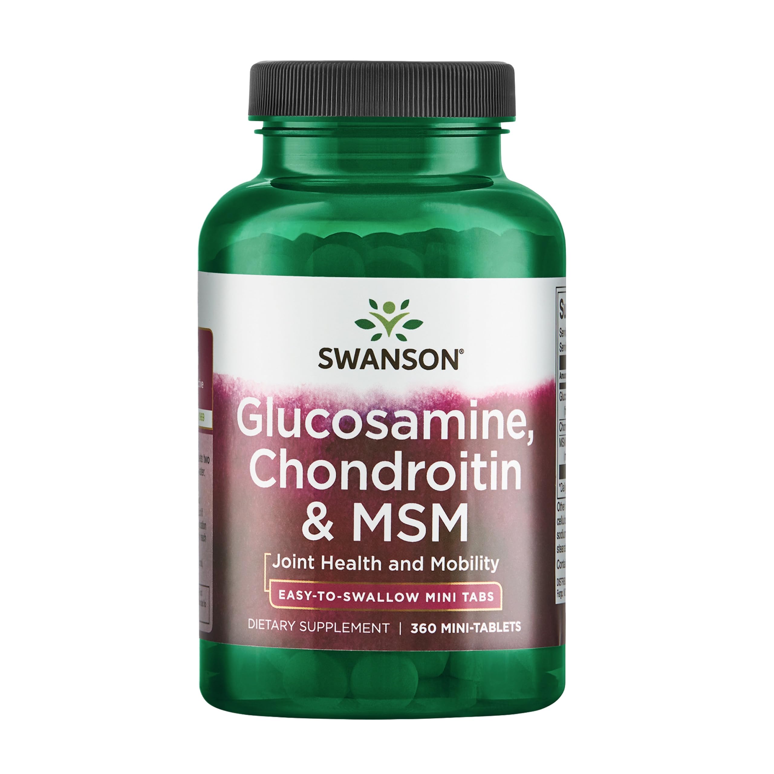 Swanson bottle of Glucosamine-Chondroitin-MSM supports joint health for daily activities.