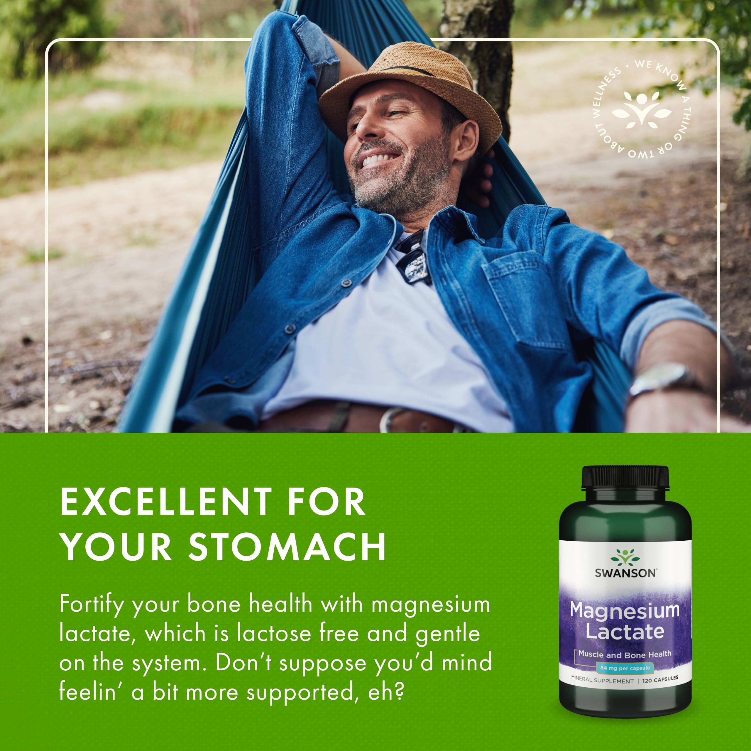 Swanson Magnesium Lactate bottle on a kitchen counter ready for daily use