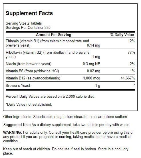 Swanson Brewer's Yeast bottle image, highlighting plant-based B-complex nutrients.