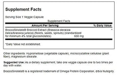 Swanson broccoli glucosinolates label emphasizes gluten-free and non-GMO attributes.