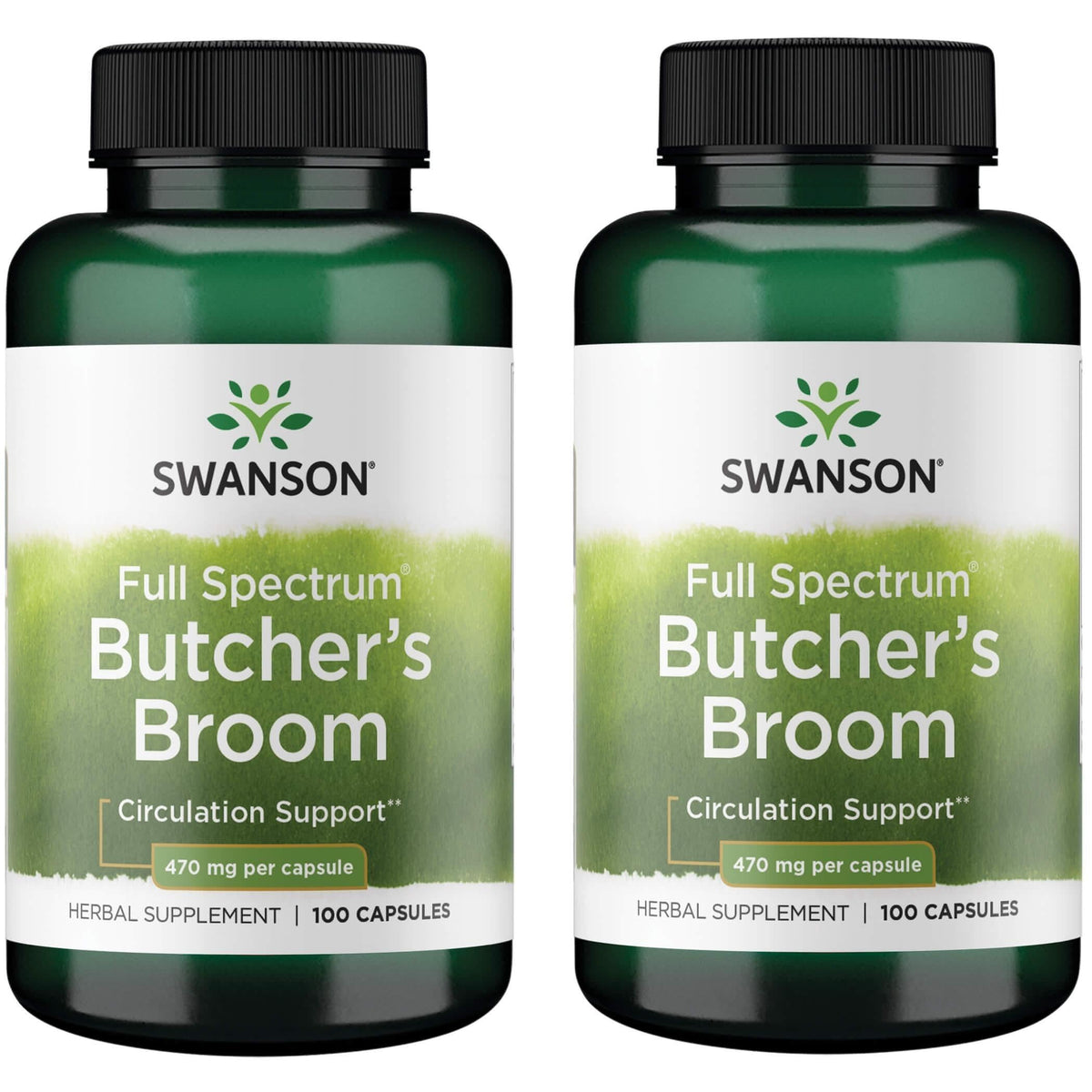 Swanson Butcher's Broom capsules in bottle support healthy circulation