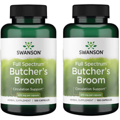 Swanson Butcher's Broom capsules in bottle support healthy circulation