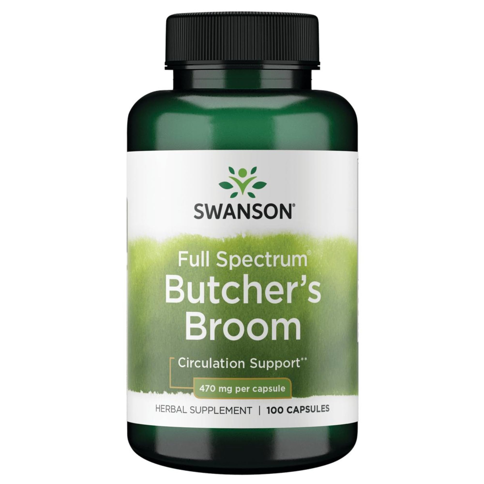 Swanson Butcher's Broom capsules in packaging for daily use