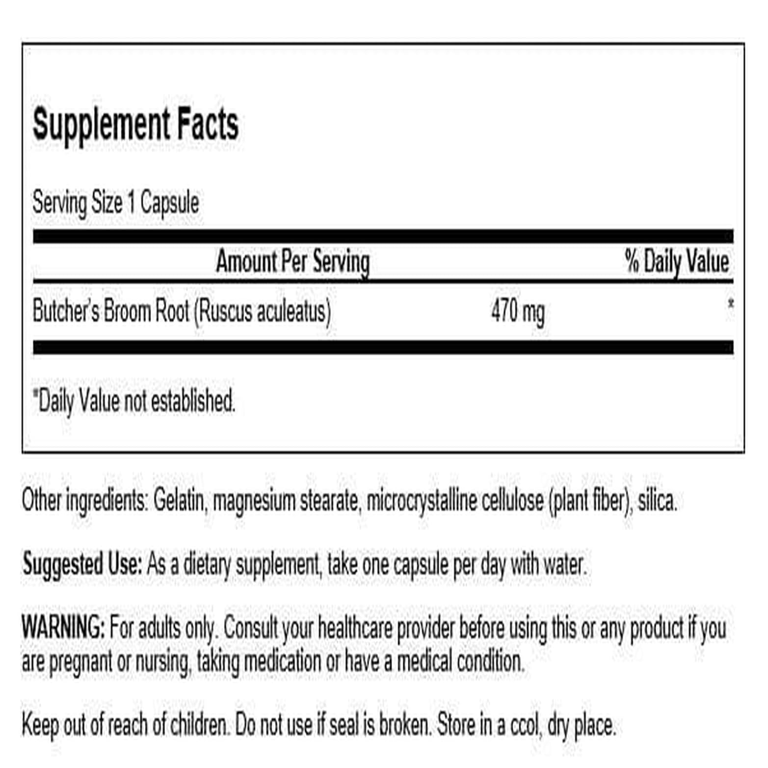 Swanson Butcher's Broom ingredient ruscogenin highlights plant-based profile