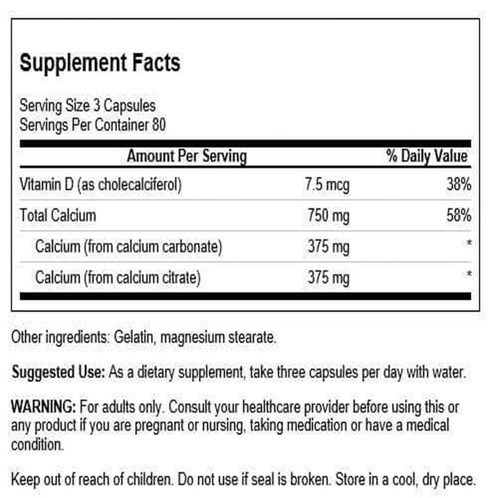 Swanson calcium citrate complex capsules, promoting easy absorption for bone and muscle support.
