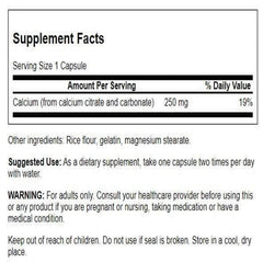 Swanson Calcium Citrate Complex dosage close-up for serving size.
