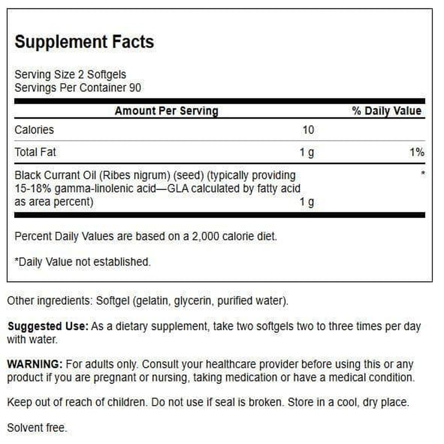 Swanson Black Currant Seed Oil capsules ready for daily immune support.