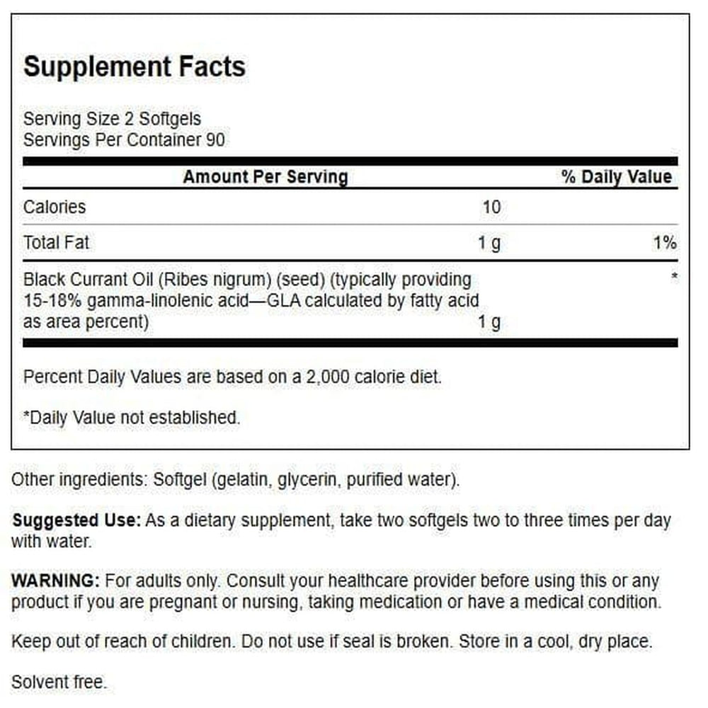 Swanson Black Currant Seed Oil capsules ready for daily immune support.