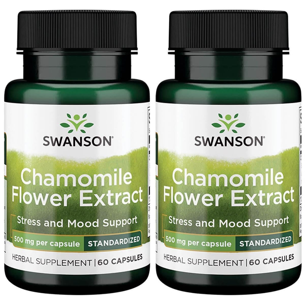 Swanson Chamomile Flower Extract bottle with 500 mg capsules for calming support