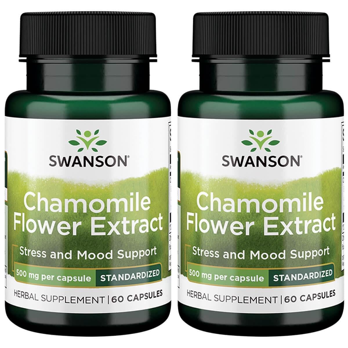 Swanson Chamomile Flower Extract bottle with 500 mg capsules for calming support