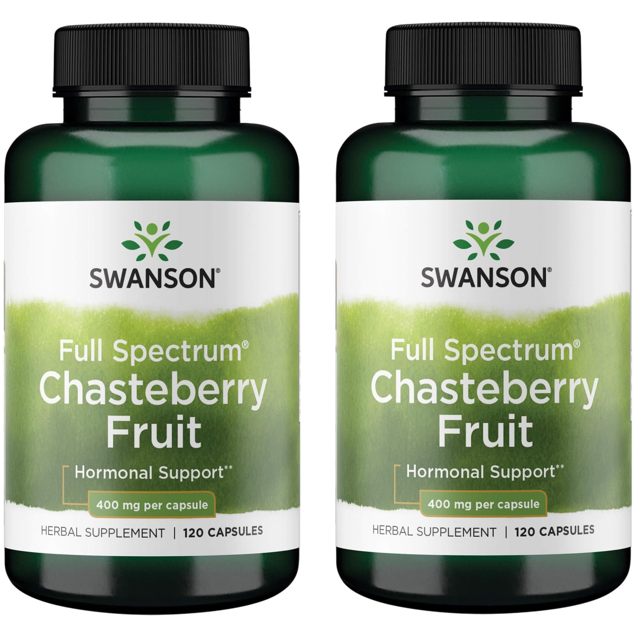 Swanson Chasteberry Fruit bottle with 120 capsules for menstrual and menopausal support