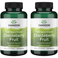 Swanson Chasteberry Fruit bottle with 120 capsules for menstrual and menopausal support