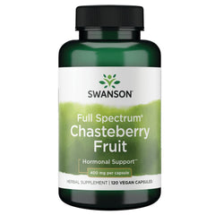 Swanson Chasteberry Fruit bottle promoting women's health support.