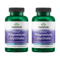 Swanson Chelated Magnesium bottle label highlights Albion glycinate for absorption support