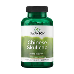 Swanson Chinese Skullcap bottle front promoting relaxation for daily calm.