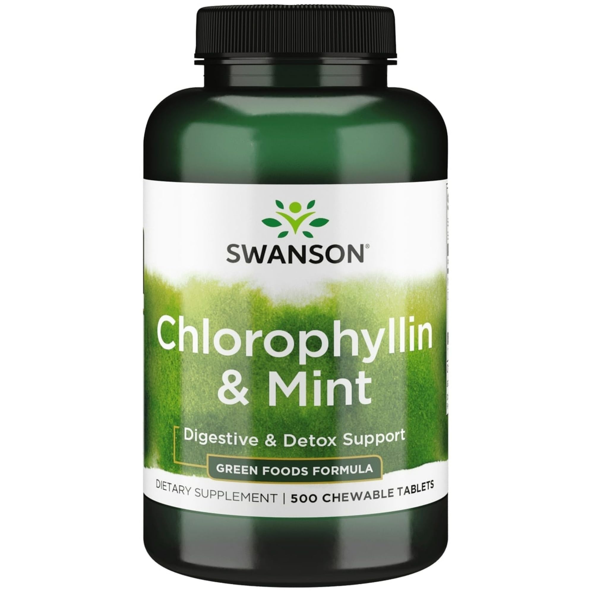 Swanson Chlorophyllin & Mint chewables bottle with minty breath freshness after meals