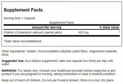 Swanson Cilantro capsules bottle label highlights full spectrum herb formula.