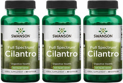 Swanson Cilantro 425 mg capsules bottle front; traditional digestive health in a premium coriander supplement.