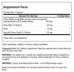 Swanson Citrus Bioflavonoids Complex label highlights 50% bitter orange bioflavonoids.