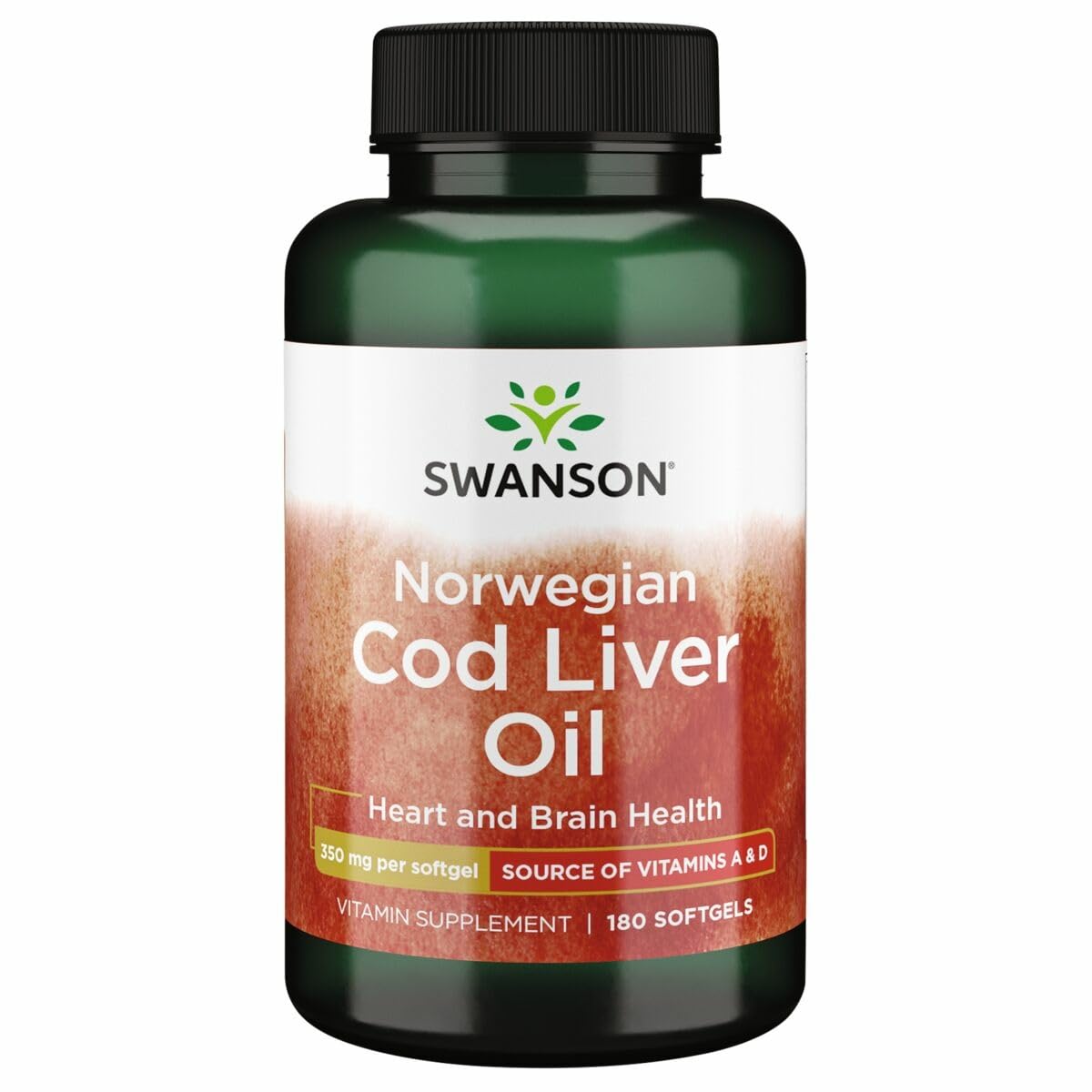 Swanson Cod Liver Oil bottle with high absorption capsules for daily wellness.
