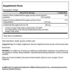 Swanson cod liver oil softgels in a two-pack for convenient daily use