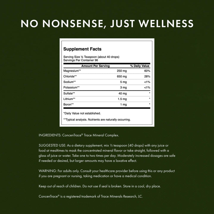 Swanson Concentrace label closeup emphasizing purity and safety certifications