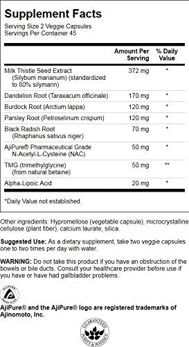 Swanson COND Liver Essentials label highlights milk thistle extract 8% silymarin