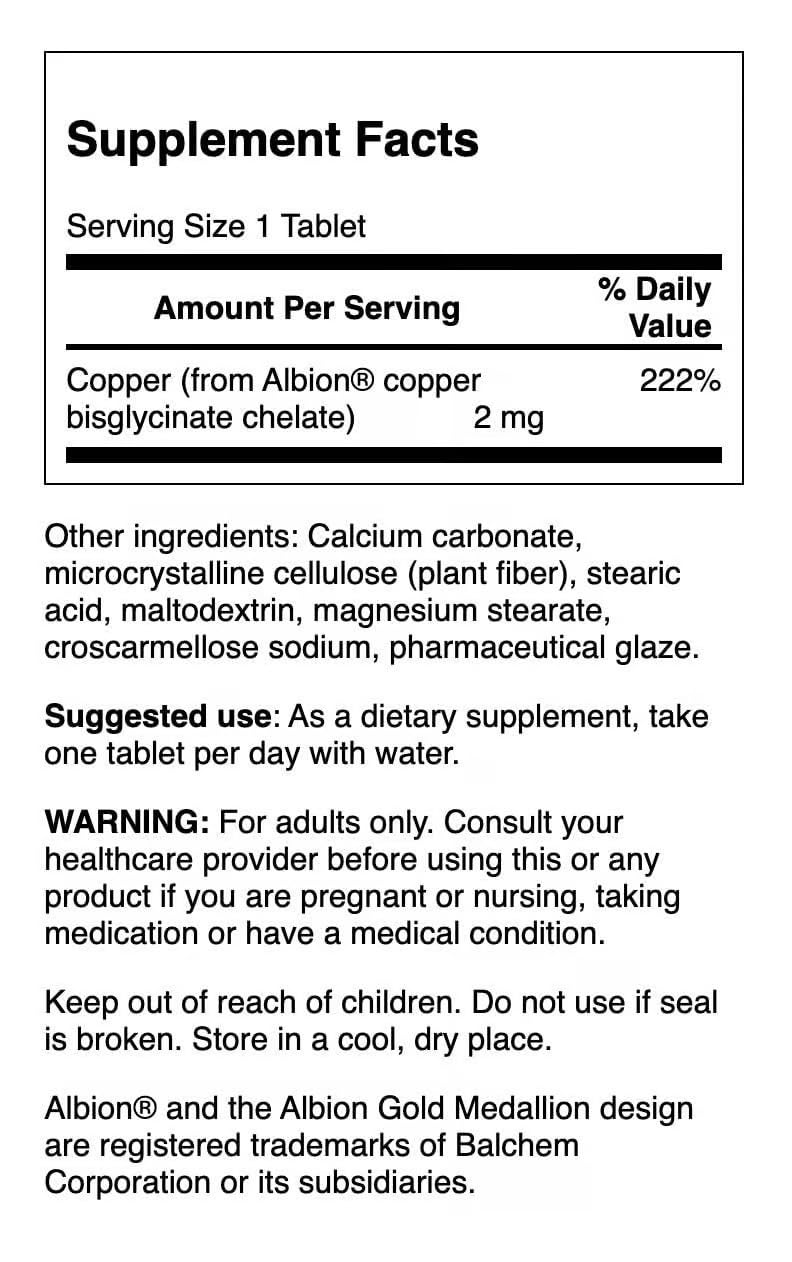 Swanson Copper Antioxidant label closeup highlighting copper chelate details for immune support