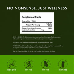 Swanson Copper Antioxidant label close-up with copper chelate details.