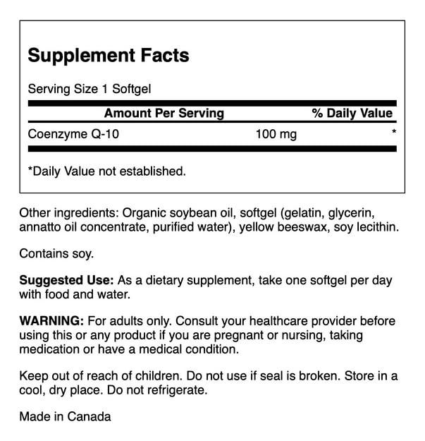 Swanson CoQ10 100 mg softgels closeup emphasizes easy-to-swallow capsules for everyday use.