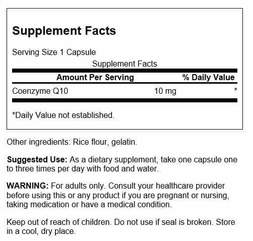 Swanson CoQ10 capsules close-up showing uniform size for easy swallowing.