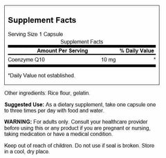 Swanson CoQ10 capsules close-up showing uniform size for easy swallowing.