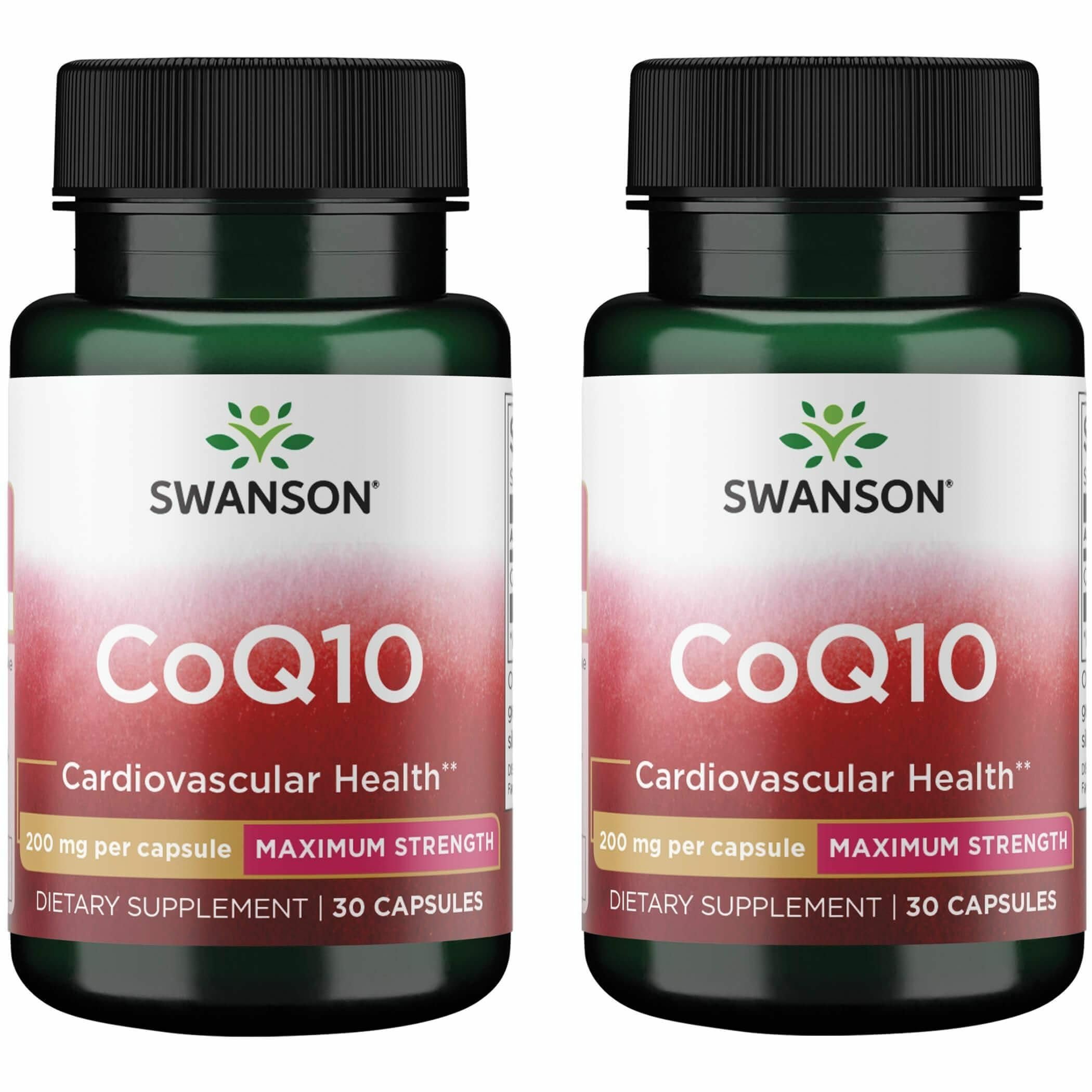 Swanson CoQ10 200 mg bottle front showing packaging and energy support potential.