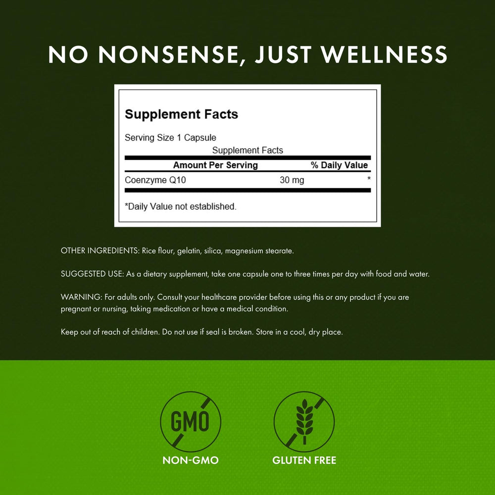 Swanson CoQ10 capsules close-up shows capsule texture for everyday supplementation