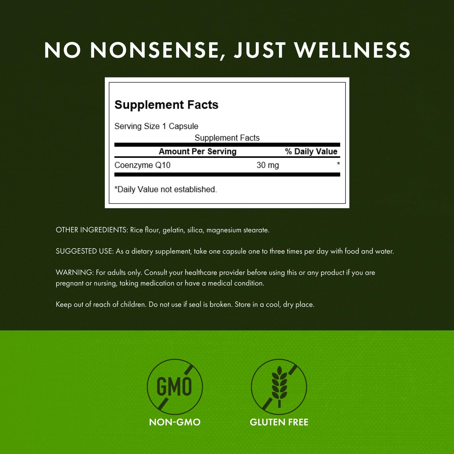 Swanson CoQ10 capsules close-up emphasizes easy-to-swallow design