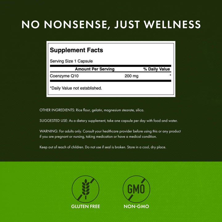 Swanson CoQ10 label view emphasizing high-dose 200 mg formula