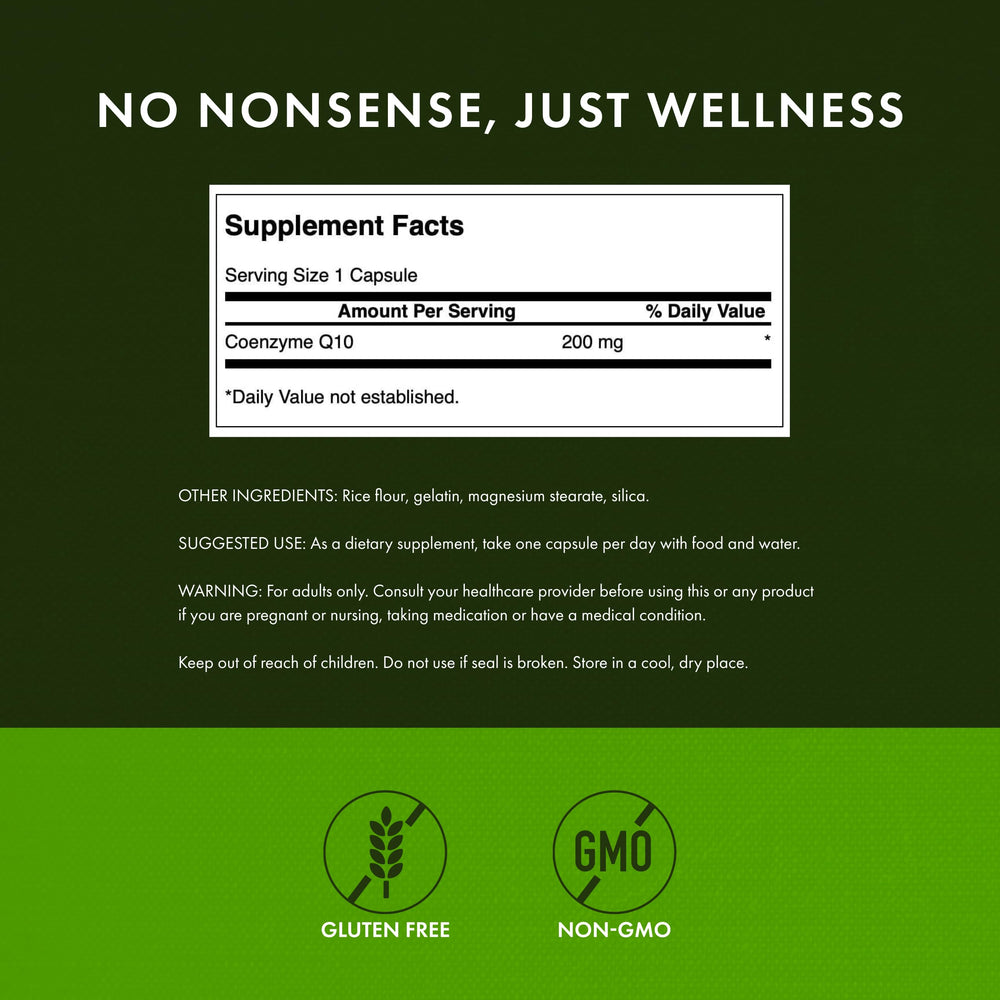 Swanson CoQ10 label view emphasizing high-dose 200 mg formula