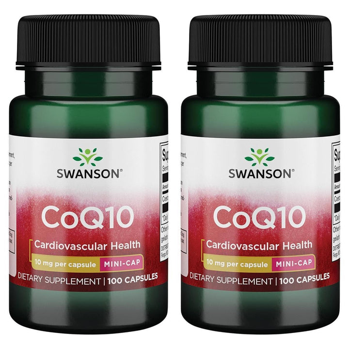 Swanson CoQ10 Mini Cap 10 mg bottle view supports daily cardiovascular wellness