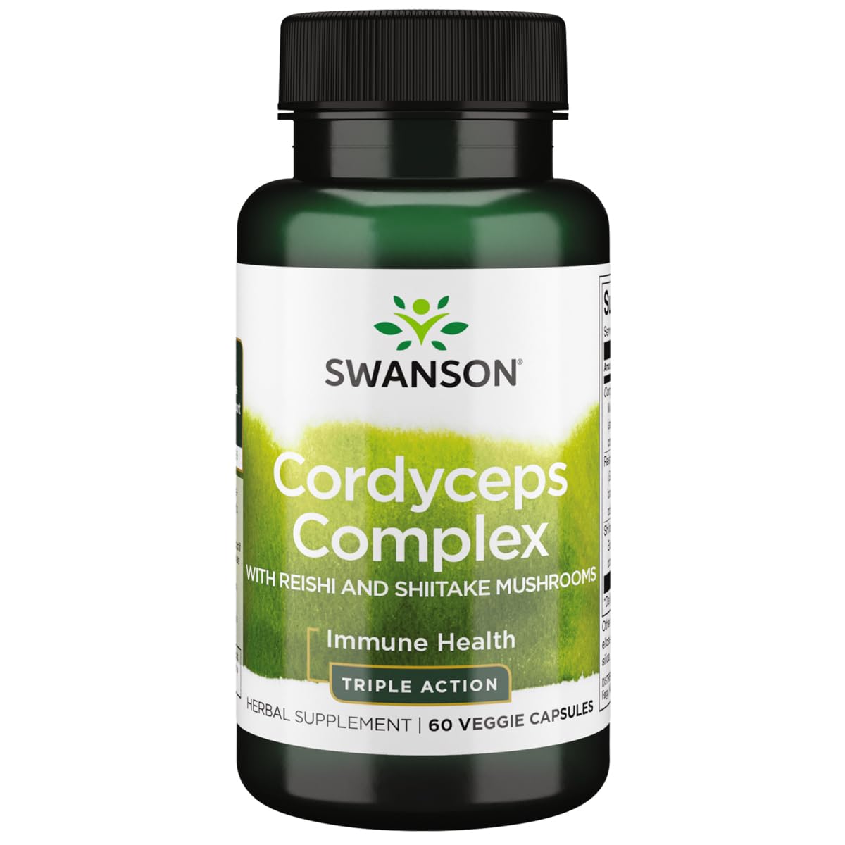 Swanson Cordyceps Complex capsules front view for daily energy support.